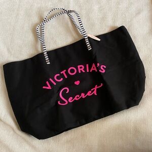 NWT Victoria's Secret lined Black and Pink Tote